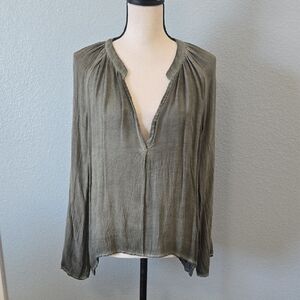 YFB Young Fabulous Broke Deep V Neck Tunic Olive Green Sz Large